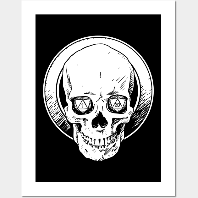 Dungeons and Dragons Skull d20 Wall Art by Natural 20 Shirts